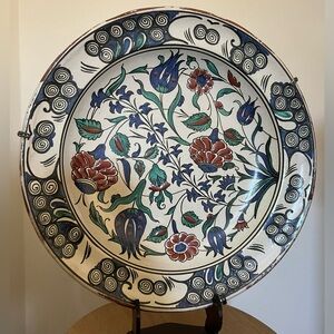 Iznik Style Metropolitan Museum of Art Italy Hand Painted Platter Wall Decor